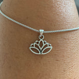 Sterling Silver Cut Out Lotus Necklace, Silver Necklace, Flower Necklace, Spirit Necklace