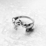 Sterling Sterling Kissing Elephant Ring, Silver Rings, Elephant Ring