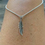 Sterling Silver Feather Necklace, Silver Chain, Angels Wing Necklaces, Bird Chains