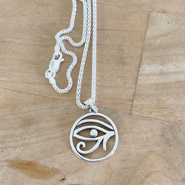 Sterling Silver Eye of Horus Necklace, Silver Chain, Religious Necklaces, Eye of Ra Chains