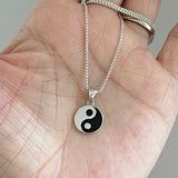 Sterling Silver Small Yin and Yang Necklace, Silver Necklace, Yoga Necklaces