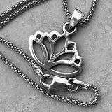 Sterling Silver Cut Out Lotus Necklace, Silver Necklace, Flower Necklace, Spirit Necklace