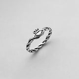 Sterling Silver Small Claddagh Ring with Rope Band, Dainty Ring, Friendship Ring, Silver Ring