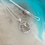 Sterling Silver Flower and Hummingbird Necklace, Silver Chain, Spirit Birds, Animal Necklaces