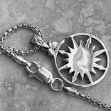 Sterling Silver Sun and Compass Necklace, Silver Chain, Sun Necklace, Map Chains