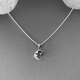 Sterling Silver Small Moon Face and Star Necklace, Silver Chain, Celestial Necklaces, Stars