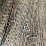 Sterling Silver Triquetra and Snake Necklace, Silver Chain, Celtic Necklaces, Animal Chains