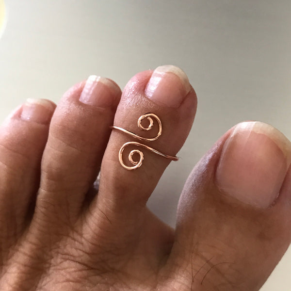 Rose Gold Over Sterling Silver Wire Swirl Toe Ring Wire Ring