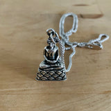 Sterling Silver Buddha Necklace, Silver Chain, Yoga Necklaces, Religious Chains
