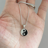 Sterling Silver Small Yin and Yang Necklace, Silver Necklace, Yoga Necklaces