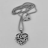 Sterling Silver Love Heart Necklace with Swirls, Silver Chain, Eternity Necklaces