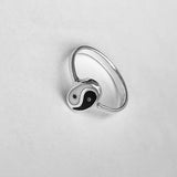Sterling Silver Small Oval Yin and Yang Ring, Yoga Ring, Boho Ring, Silver Ring