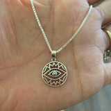 Sterling Silver Religious All Seeing Eye Box Chain Necklace