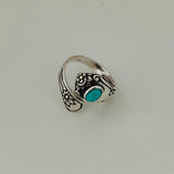 Sterling Silver Spoon Style Ring with Synthetic Turquoise, Spoon Ring, Silver Rings