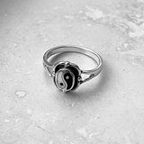 Sterling Silver Yin and Yang Ring, Yoga Ring, Boho Ring, Silver Ring
