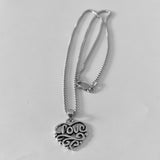 Sterling Silver Love Heart Necklace with Swirls, Silver Chain, Eternity Necklaces
