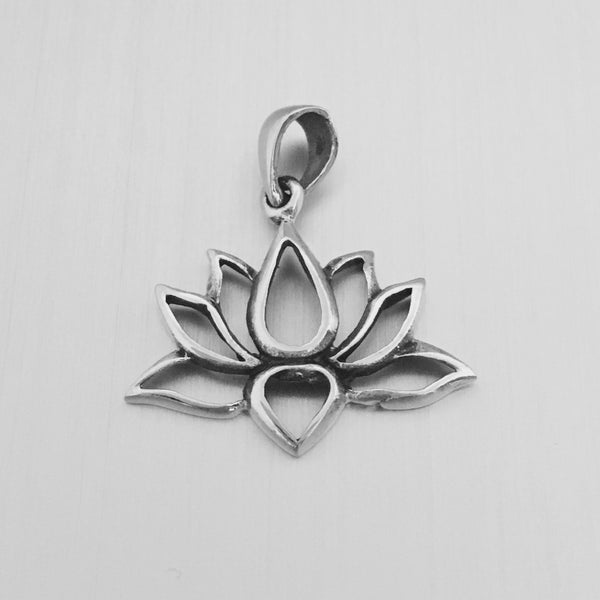 Sterling Silver Open Lotus Pendant, Silver Pendant, Boho Pendant, Flower Pendant