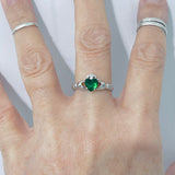 Sterling Silver Emerald CZ Heart Claddagh Ring, Friendship Rings, May Birthstone Jewelry