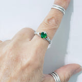 Sterling Silver Emerald CZ Heart Claddagh Ring, Friendship Rings, May Birthstone Jewelry