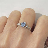 Sterling Silver Tanzanite CZ Heart Claddagh Ring, Irish Rings, Friendship Jewelry