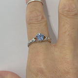 Sterling Silver Tanzanite CZ Heart Claddagh Ring, Irish Rings, Friendship Jewelry