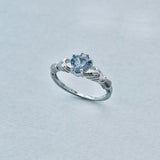 Sterling Silver Tanzanite CZ Heart Claddagh Ring, Irish Rings, Friendship Jewelry