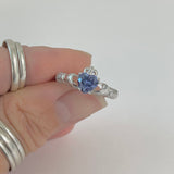 Sterling Silver Tanzanite CZ Heart Claddagh Ring, Irish Rings, Friendship Jewelry