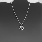 Sterling Silver Heavy Rose Necklace, Silver Necklace, Flower Necklace