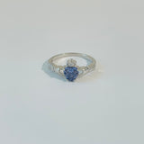 Sterling Silver Tanzanite CZ Heart Claddagh Ring, Irish Rings, Friendship Jewelry