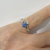 Sterling Silver Tanzanite CZ Heart Claddagh Ring, Irish Rings, Friendship Jewelry