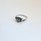 Sterling Silver Abalone Ring with Swirl, Silver Rings, Seashell Jewelry, Ocean Shells