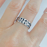 Sterling Silver Moon & Star Band Ring | Celestial Stackable Wedding Rings
