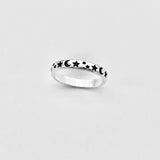 Sterling Silver Moon & Star Band Ring | Celestial Stackable Wedding Rings