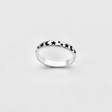 Sterling Silver Moon & Star Band Ring | Celestial Stackable Wedding Rings