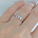 Sterling Silver Moon & Star Band Ring | Celestial Stackable Wedding Rings