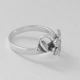 Sterling Silver Plumeria Flower with Leaf Ring, Silver Rings, Statement Jewelry