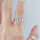 Sterling Silver Statement Spiral Ring | Boho Swirl Scroll Jewelry