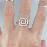 Sterling Silver Statement Spiral Ring | Boho Swirl Scroll Jewelry