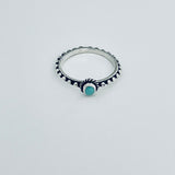 925 Sterling Silver Little Turquoise Ring With Beaded Band | Dainty Boho Stone Silver Rings