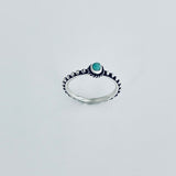 925 Sterling Silver Little Turquoise Ring With Beaded Band | Dainty Boho Stone Silver Rings