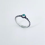 925 Sterling Silver Little Turquoise Ring With Beaded Band | Dainty Boho Stone Silver Rings