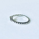 925 Sterling Silver Little Turquoise Ring With Beaded Band | Dainty Boho Stone Silver Rings