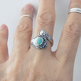 Sterling Silver Spoon Style Ring with Synthetic Turquoise, Spoon Ring, Silver Rings