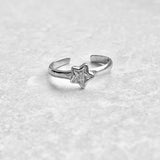 Sterling Silver CZ Star Toe Ring, Boho Ring, Silver Ring, CZ Ring