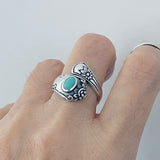 Sterling Silver Spoon Style Ring with Synthetic Turquoise, Spoon Ring, Silver Rings