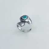 Sterling Silver Spoon Style Ring with Synthetic Turquoise, Spoon Ring, Silver Rings