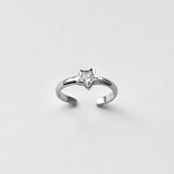 Sterling Silver CZ Star Toe Ring, Boho Ring, Silver Ring, CZ Ring