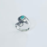Sterling Silver Spoon Style Ring with Synthetic Turquoise, Spoon Ring, Silver Rings