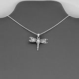 Sterling Silver Filigree Dragonfly Necklace, Silver Chain, Spirit Bugs, Insect Jewelry