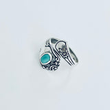 Sterling Silver Spoon Style Ring with Synthetic Turquoise, Spoon Ring, Silver Rings